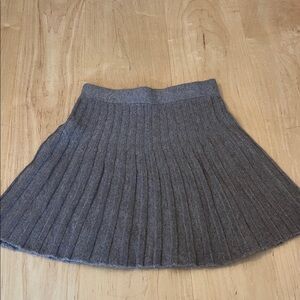 SHEIN Brown Ribbed Pleated Knit Skater Skirt